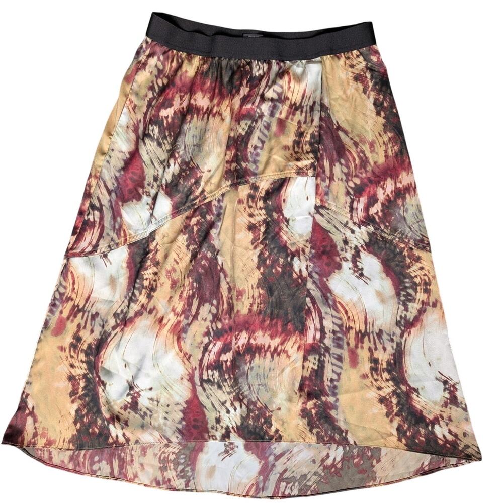 Abstract Boho Midi Skirt Size Large Flowy Lightweight Alt Mod Layering Festival